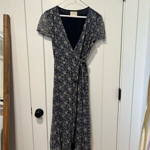 Navy Floral Wrap Dress